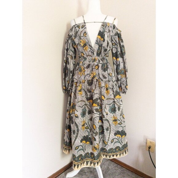 Ulla Johnson Tahlia Boho Maxi Dress SZ S Yellow Floral - Picture 8 of 16